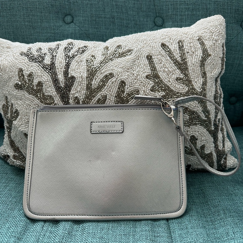 Nine West Silver Wristlet Clutch